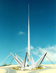 Praça do Tempo, que será um monumento na entrada da cidade, construído na rotatória em frente à Policlínica